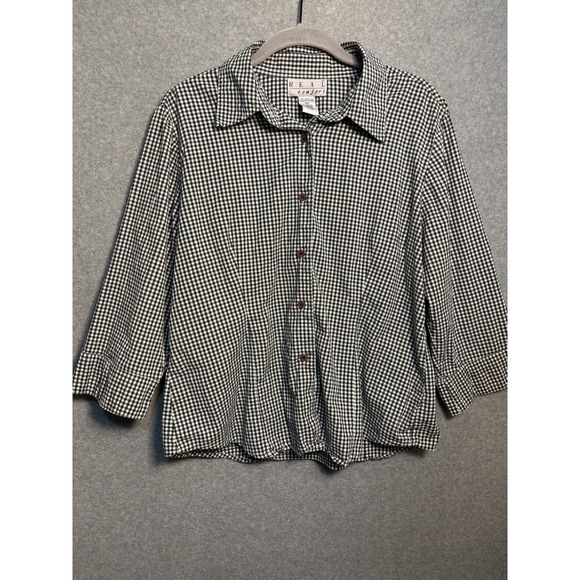Real Comfort Tops - Real Comfort Gingham Button Front Blouse Womens PM Cottagecore Academia Top